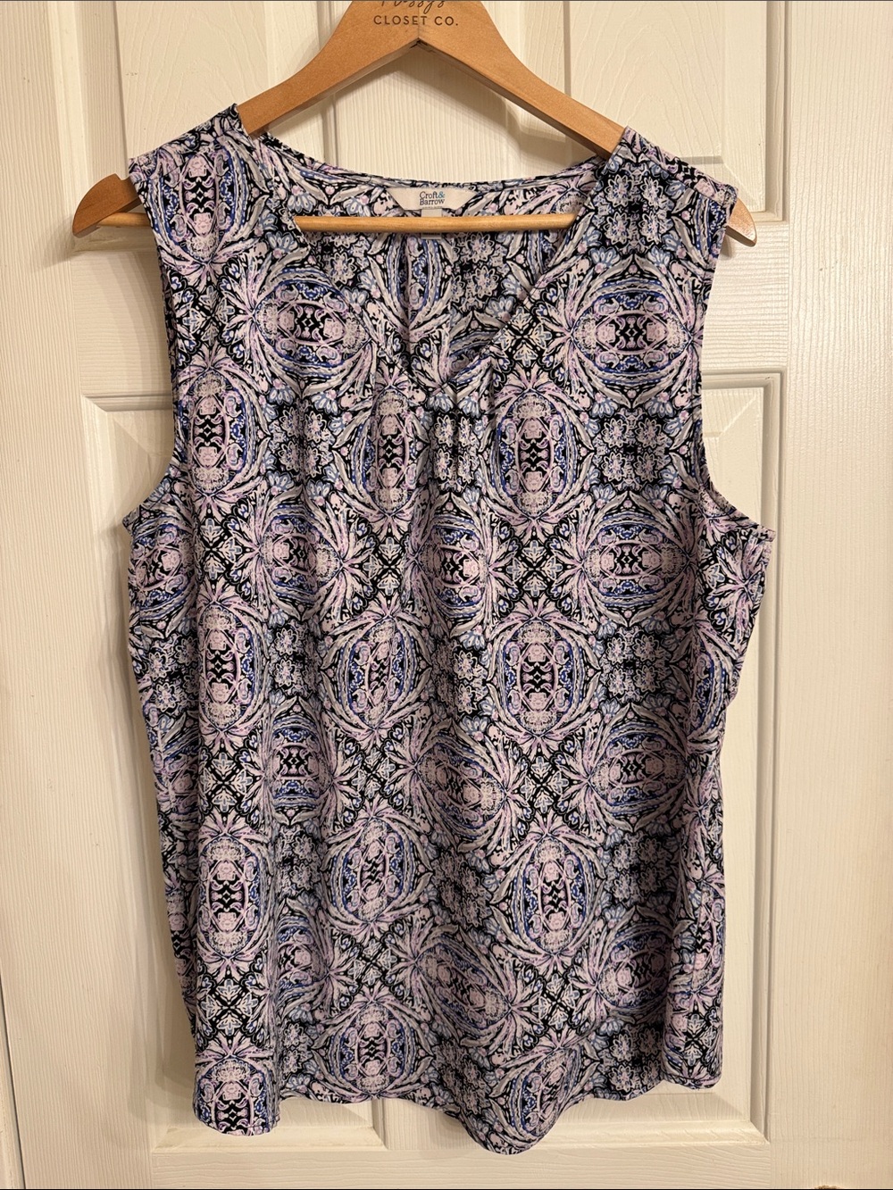 croft & barrow Pink and Blue Medallion-Print Sleeveless Tank